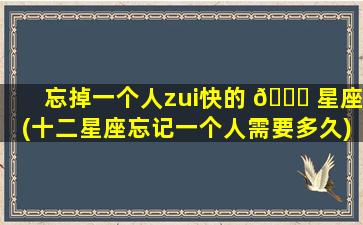 忘掉一个人zui
快的 🐒 星座(十二星座忘记一个人需要多久)
